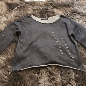 Grey distressed sweater